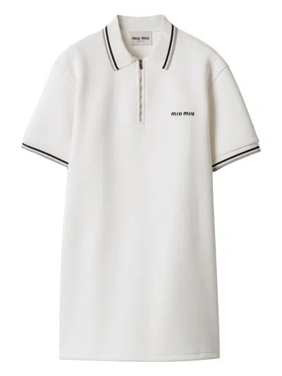 Miu Miu Cotton Short Polo Dress In White