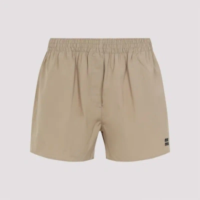 Miu Miu Cotton Shorts 42 In Brown