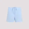 Miu Miu Poplin Cotton Shorts Raw Edges In Cielo