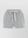 Miu Miu Cotton Shorts With Drawstring And Elastic Waistband In Gray