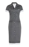 Miu Miu Cotton-silk Midi Shirt Dress In White Slate