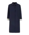 Miu Miu Collared Cotton Trench Coat With Side Pockets In Midnight Blue