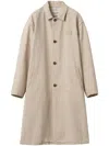 Miu Miu Cotton Single-breasted Coat In Neutrals