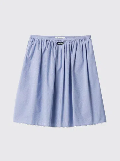 Miu Miu Cotton Skirt In Blue