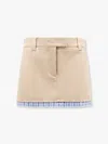 Miu Miu Cotton Skirt With Check Insert On The Bottom