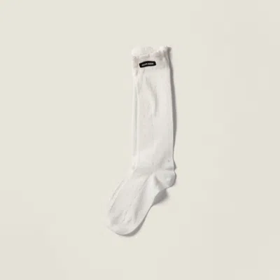 Miu Miu Cotton Socks In Neutral