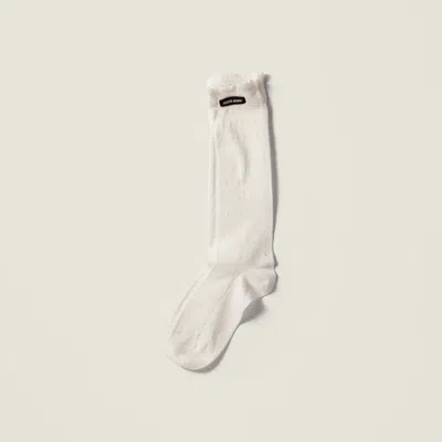 Miu Miu Cotton Socks In Brown