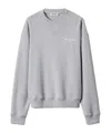 Miu Miu Oversize Crew Neck Sweatshirt With Ribbed Cuffs In Gray