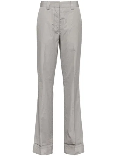 Miu Miu Cotton Straight-leg Trousers In Grau