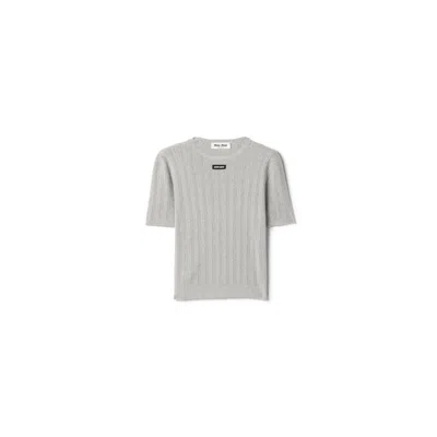 Miu Miu Cotton Sweater In Gray
