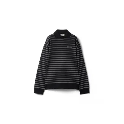 Miu Miu Cotton Sweatshirt In Black