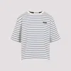 Miu Miu Striped Cotton T-shirt In White