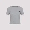 Miu Miu Cotton T-shirt In Gray
