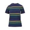 Miu Miu Cotton T-shirt With Striped Motif In Blue