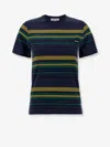 Miu Miu Cotton T-shirt With Striped Pattern In Blue