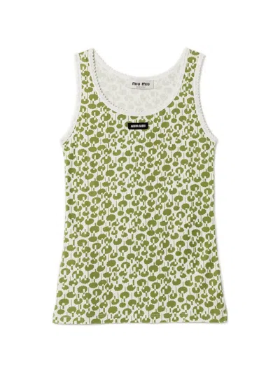 Miu Miu Cotton Tank Top In Green