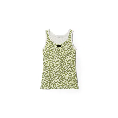 Miu Miu Cotton Tank Top In Neutral