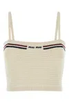 Miu Miu Cropped Textured Knit Top With Contrasting Stripes