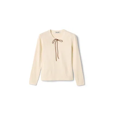 Miu Miu Cotton T-shirt In Neutral