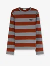 Miu Miu Cotton T-shirt With Striped Pattern In Multi