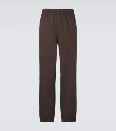 Miu Miu Cotton Twill Tapered Pants In Brown