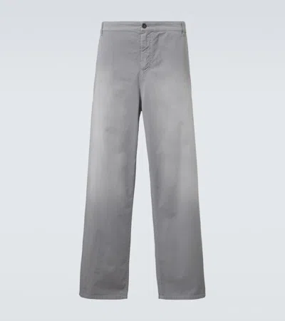 Miu Miu Cotton Twill Wide-leg Pants In Gray