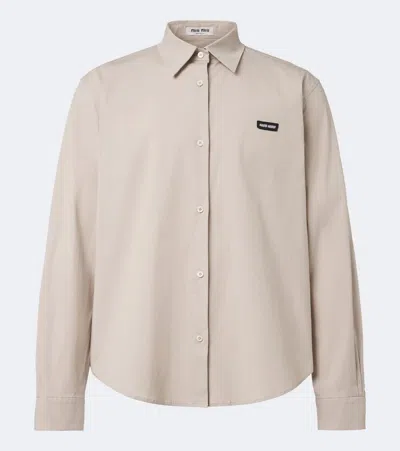 Miu Miu Cotton-blend Poplin Shirt In Animal Print