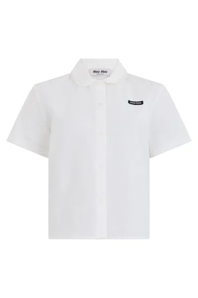 Miu Miu Cotton-linen Blend Shirt In White