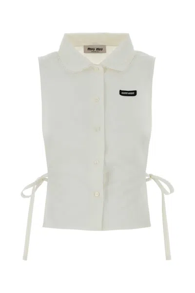 Miu Miu Cotton-linen Shirt In White