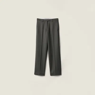 Miu Miu Cover Fabric Trousers In Gray