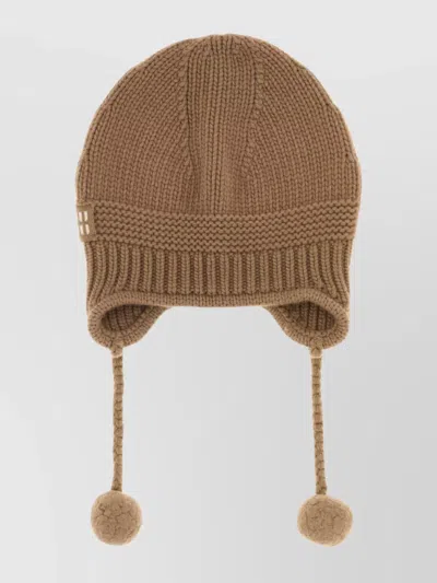 Miu Miu Cozy Knit Beanie Hat With Ear Flaps