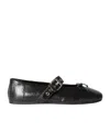 Miu Miu Leather Mary Jane Ballerina Flats In Black