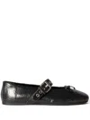Miu Miu Leather Mary Jane Ballerina Flats In Brown