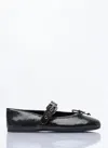 Miu Miu Leather Mary Jane Ballerina Flats In Brown