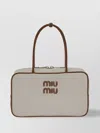 Miu Miu Crafted Canvas And Leather Shoulder Bag In Neutral