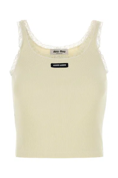 MIU MIU CREAM COTTON TANK TOP
