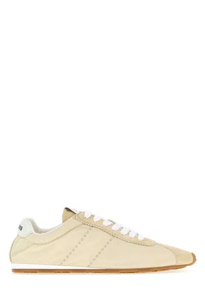 Miu Miu Cream Fabric And Suede Mini Sneaker For Women In Neutral