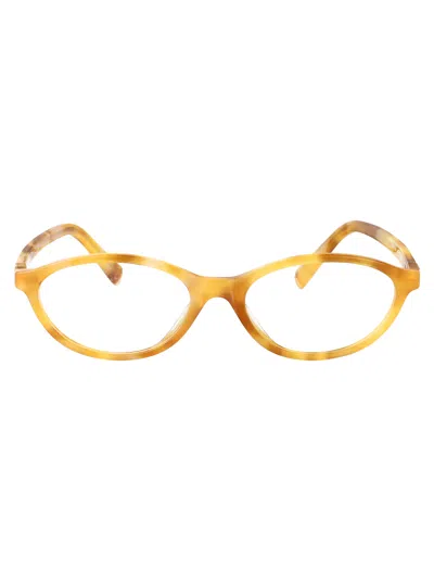 Miu Miu Cream Havana Acetate Glasses In Brown