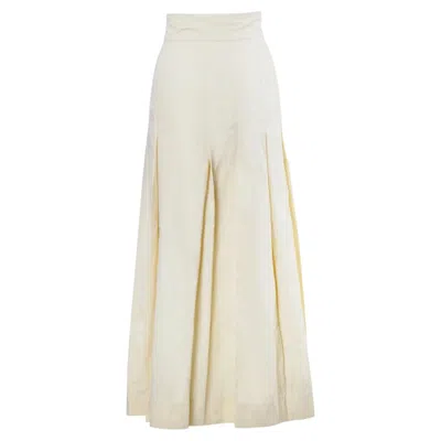 Pre-owned Miu Miu Cream Leather Midi Skirt - '90s In White
