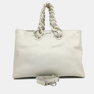 Pre-owned Miu Miu Cream Leather Soft Calf Tote And Shoulder Bag
