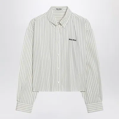 Miu Miu Cream Striped Button-down Shirt In White