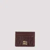 Miu Miu Bordeaux Lamb Leather Cardholder In Brown