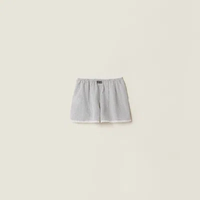 Miu Miu Crepe De Chine Boxer Shorts In White