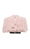 Miu Miu Crepe De Chine Cuori Cropped Top In Red