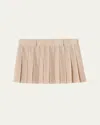 Miu Miu Crepe De Chine Pleated Mini Skirt In Albino