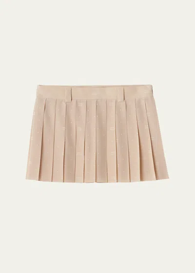 Miu Miu Crepe De Chine Pleated Mini Skirt In F0627 Albino