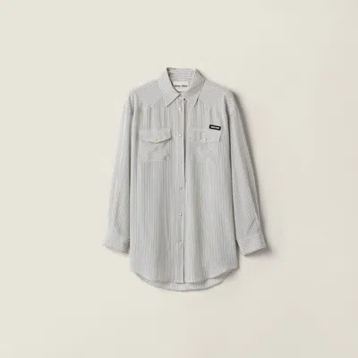 Miu Miu Crêpe De Chine Shirt In White
