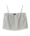Miu Miu Striped-pattern Lace-trimmed Top In White