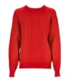Miu Miu Cable Knit Cashmere Sweater In Red