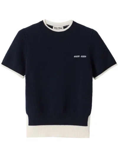 Miu Miu Crew-neck T-shirt In Blau